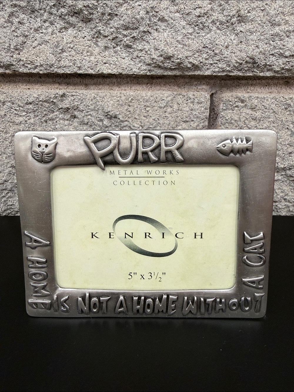 Silver 'PURR' Cat Metal Picture Frame - Silver